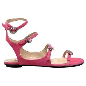 JIMMY CHOO  NAIA FLAT SANDALS  GREAT USED CONDITION    38.5  pink   Box included